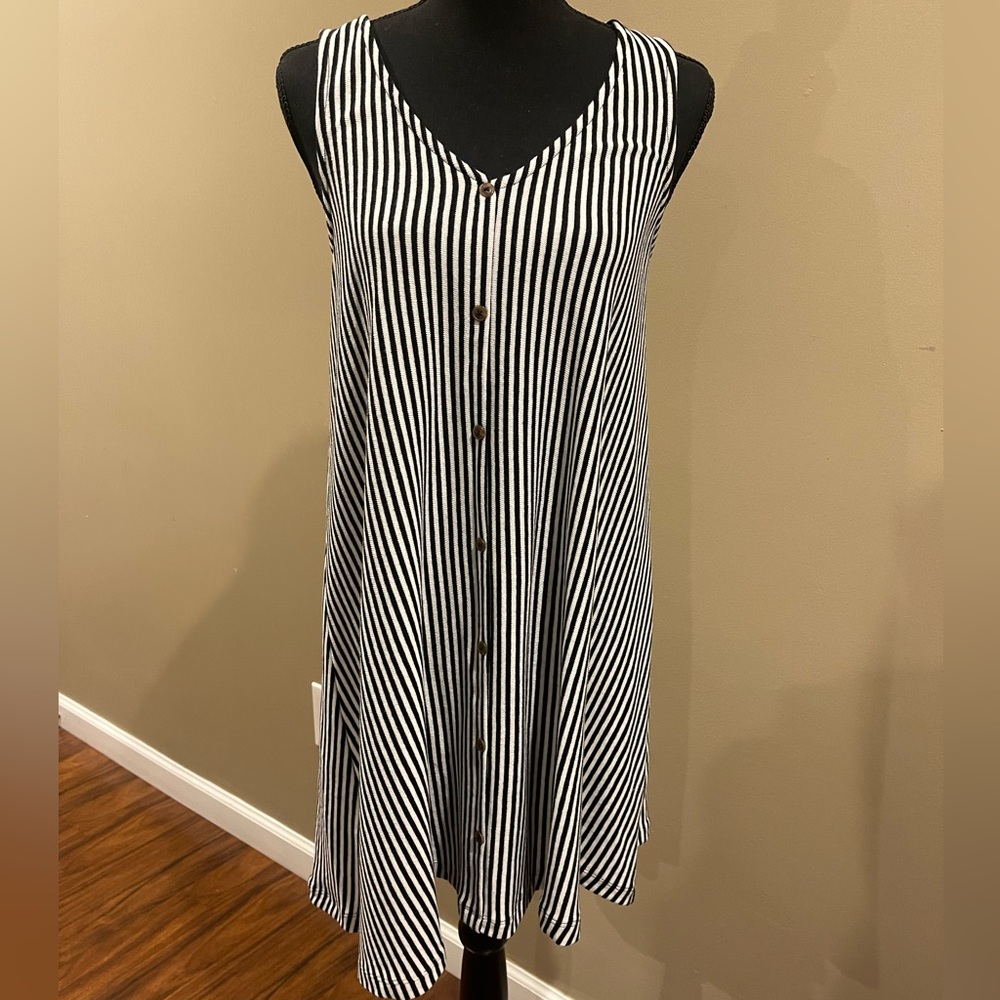 Z SUPPLY Talitha knit sleeveless dress black/white stripe Medium
